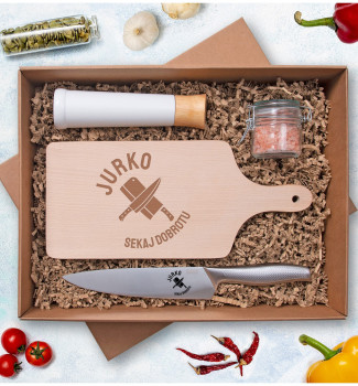 Kuchársky BOX - Doska, Nôž, Mlynček